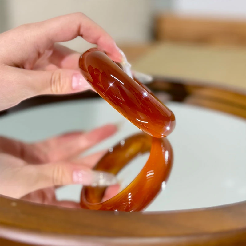 【宝山姜糖】天然黑龙江料加宽加厚姜糖红小众产地62圈玛瑙手镯子