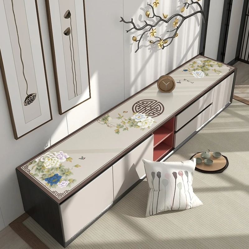 新中式电视柜桌布防水防油防尘防滑家用皮革鞋柜垫客厅餐边柜盖布