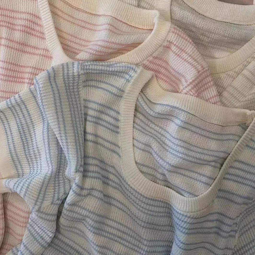 【现货】小香风薄款短袖针织衫女2024夏季新款百搭显瘦设计感针织