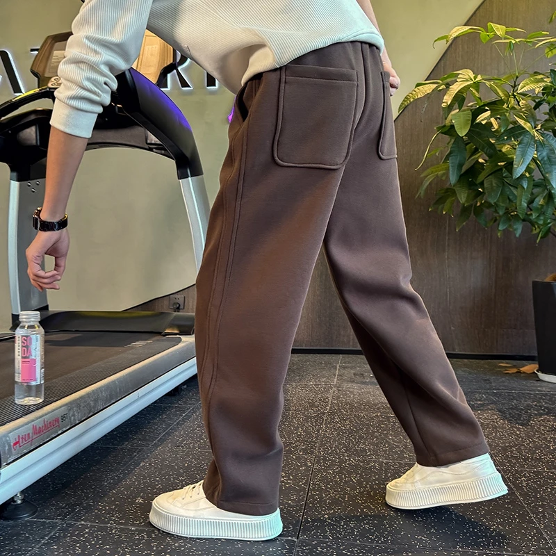 弯刀卫裤男士春秋款高级感痞帅宽松运动裤冬装加绒加厚休闲长裤子