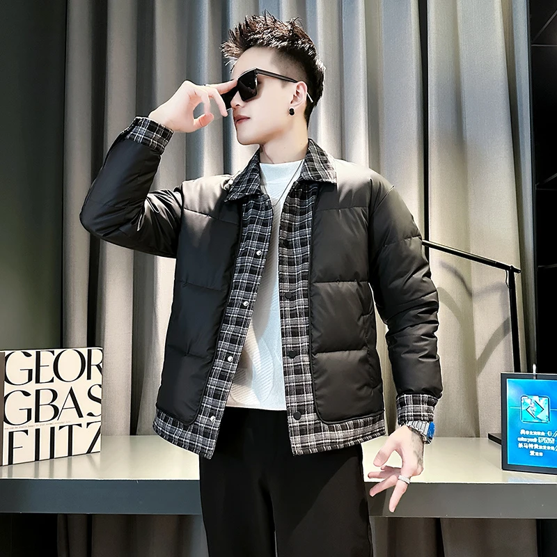 男生冬季棉服2024新款潮牌假两件棉衣冬装男士加厚保暖小棉袄外套