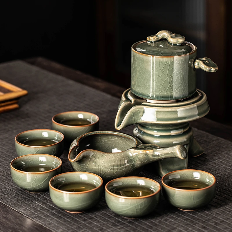 秘色哥窑自动茶具套装家用轻奢高档功夫茶杯2024新款懒人泡茶神器