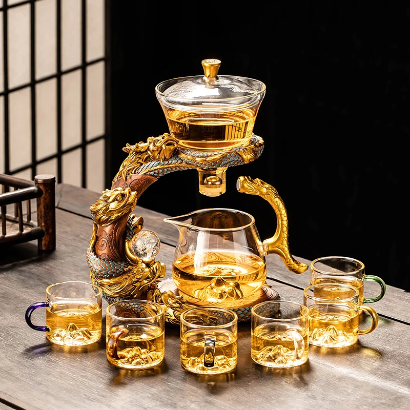 2024新款玻璃自动茶具套装家用办公室懒人泡茶壶功夫茶杯龙年送礼