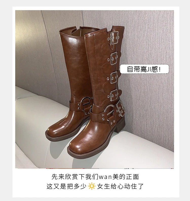 （听主播提示下单）时尚女生少女复古棕色秋冬圆头女鞋