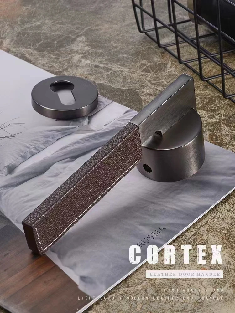 锌合金牛皮室内门锁磁吸分体式木门锁套装