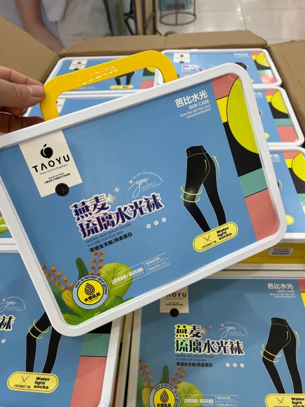 桃羽681新款300克果冻腰一线裆无痕芭比裤水光袜连脚踩脚