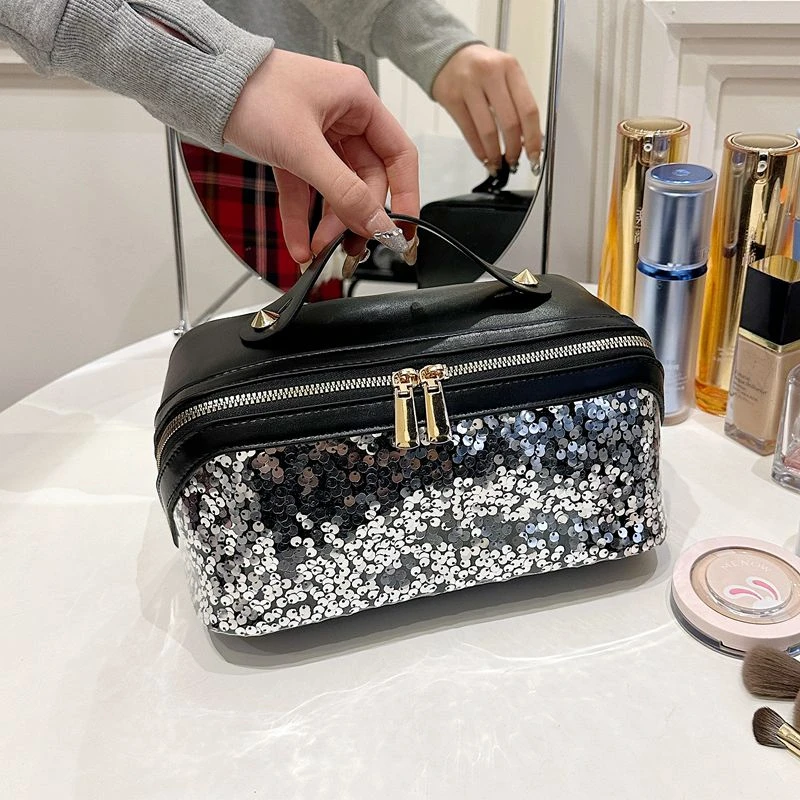 韩版秋季新款手提化妆包女大容量时尚高级感便携旅行护肤品收纳包