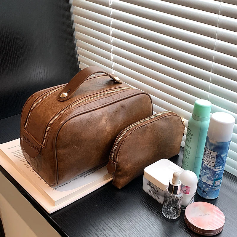 化妆包韩版新款女大容量2024高级感复古韩版大号护肤品收纳包手提