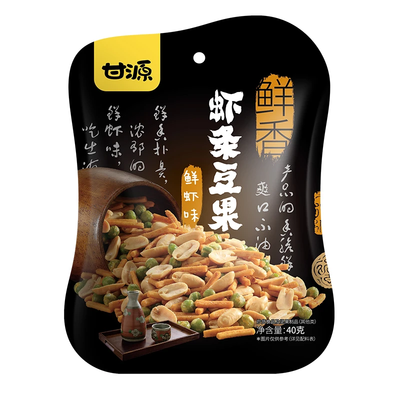 甘源虾条豆果40gX2袋办公室休闲小零食小吃