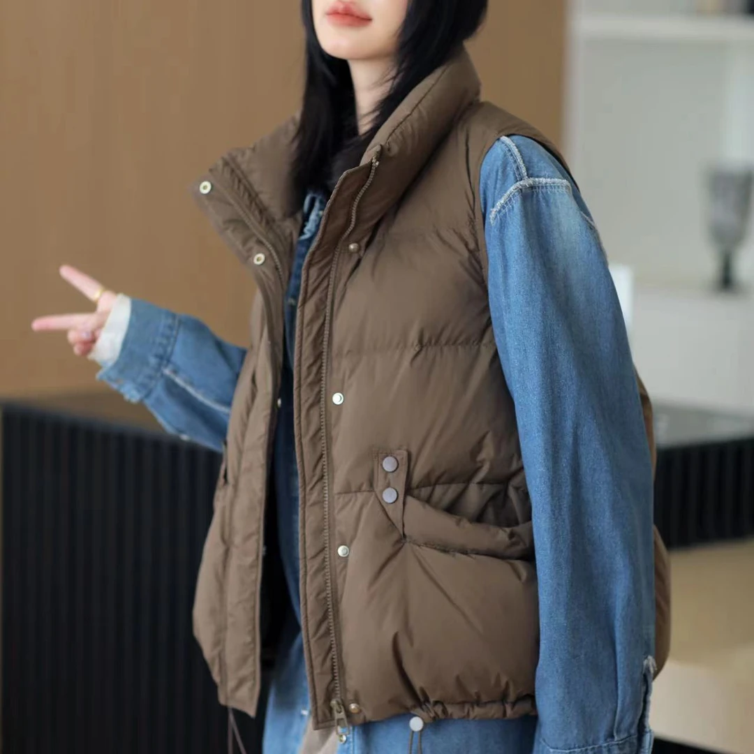 2024秋冬韩版休闲马夹女90白鸭绒新款显瘦小个子短款百搭外穿背心