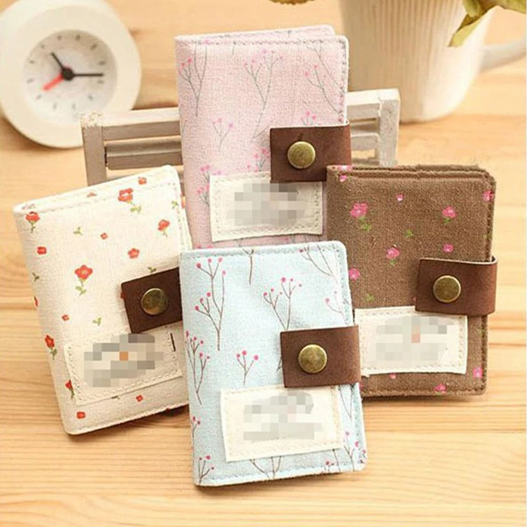 田园碎花帆布卡包 女式24位多卡位证件包卡套礼品促销