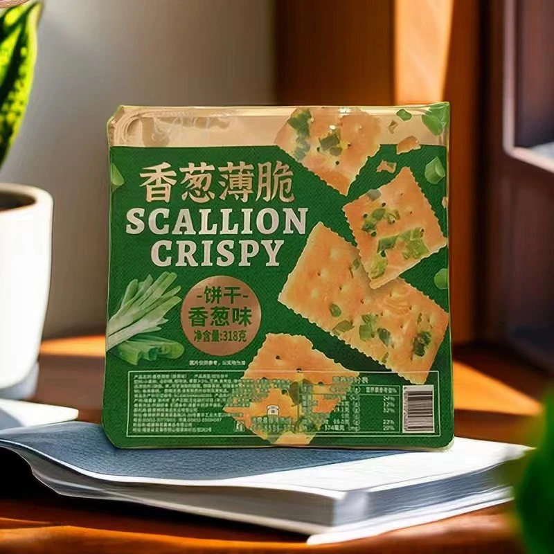 BX博翔香葱薄脆饼干318g海苔味虾脆办公室解饿零食早餐饼干盒装