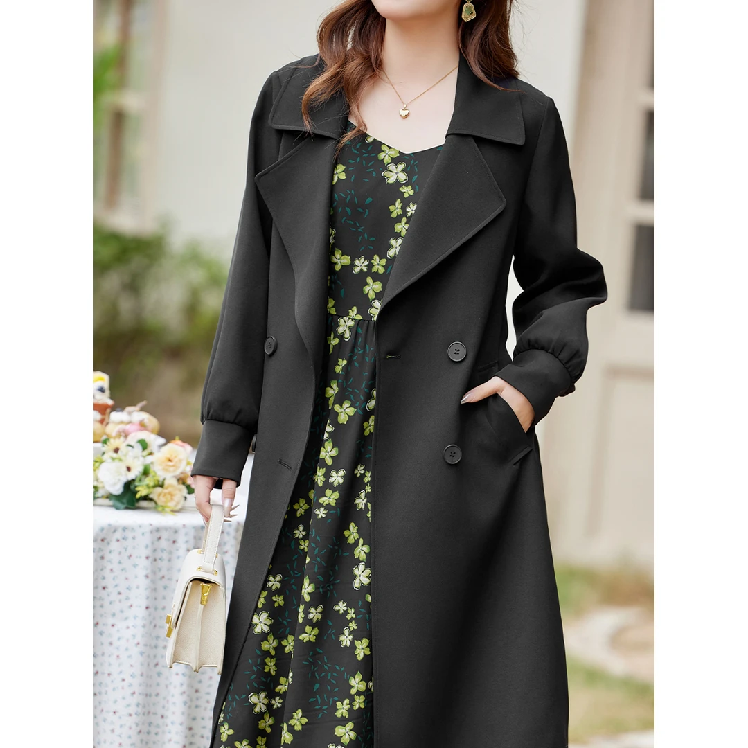 【现货】MsShe大码女2025新款春气质时尚腰带风衣D~M2401137