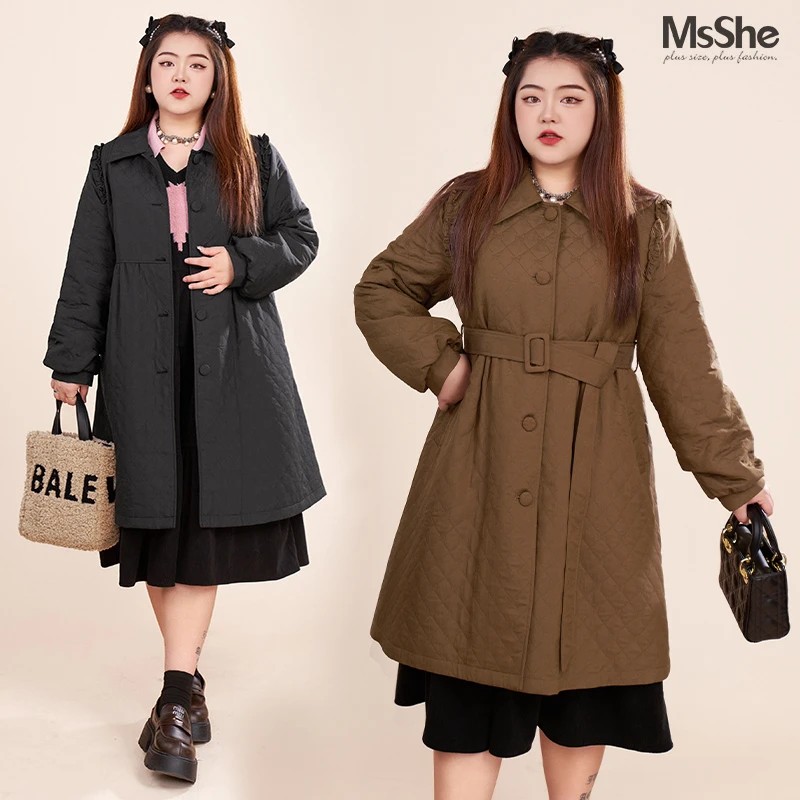 MsShe大码女装百搭中长款时尚正肩风衣外套D~F2312003
