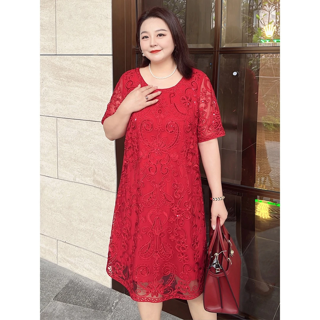 【120-180斤可穿】MsShe大码女装喜婆婆重工礼服连衣裙J~B2304001