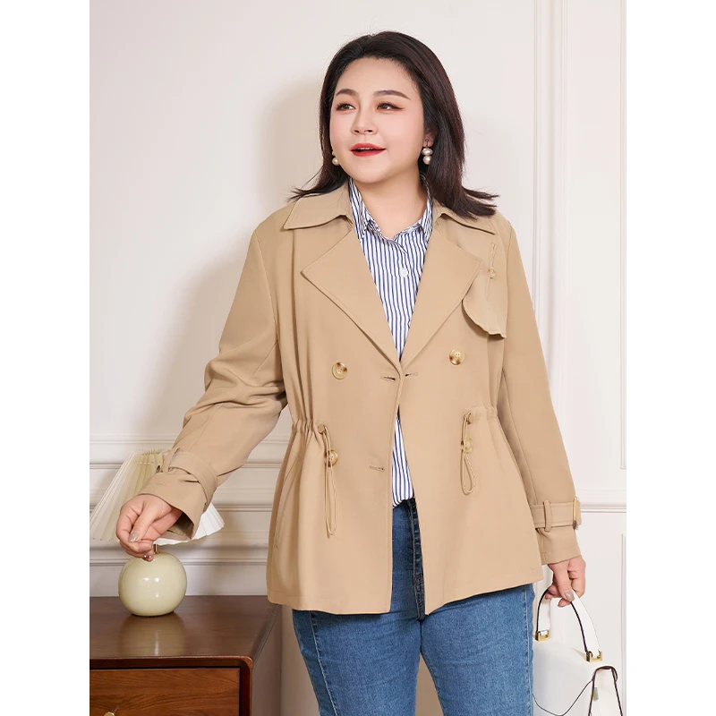 【现货】MsShe大码女装春装职业风收腰风衣外套J~B2401022
