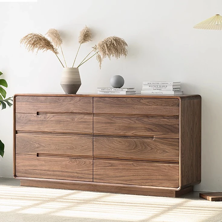 北美黑胡桃木八斗柜简约现代纯实木抽屉柜客厅卧室边柜储物柜家具