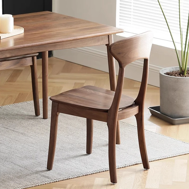 大山家具北美黑胡桃木餐椅北欧纯实木靠背斧头椅餐厅家用办公椅