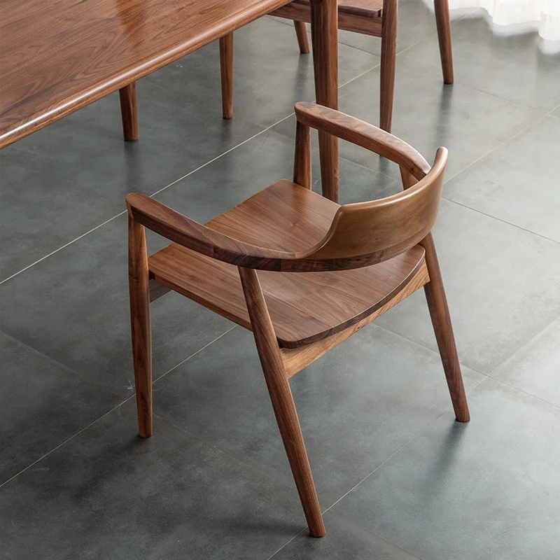 大山家具椅子北美黑胡桃木实木餐椅大广岛书椅休闲椅