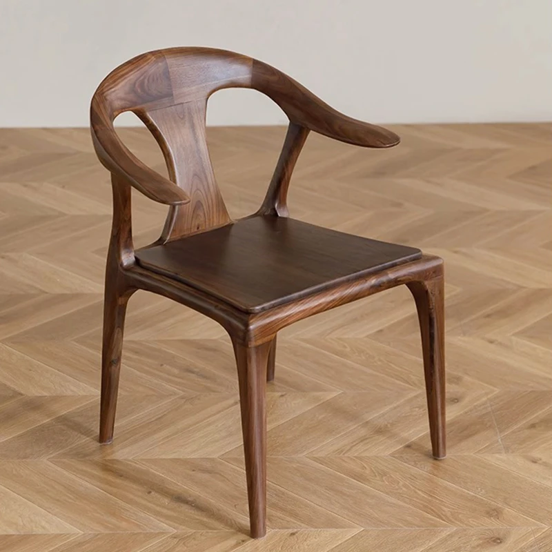 北美黑胡桃木挂椅餐椅书椅圈椅全实木餐厅餐桌