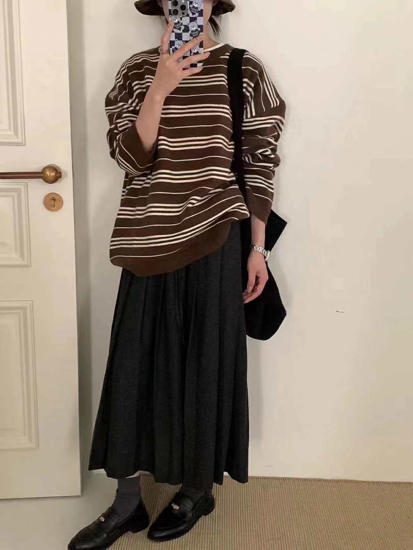 慵懒百搭纯色抽绳半裙