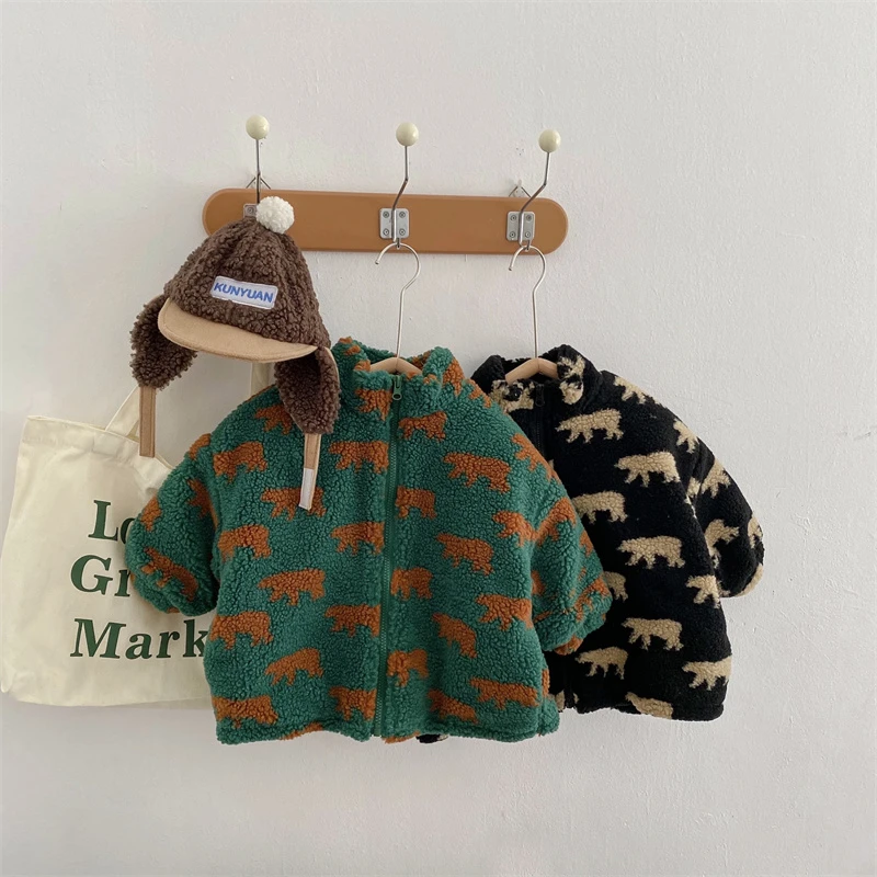 清仓 男童加厚外套冬季装新款洋气女童毛毛衣