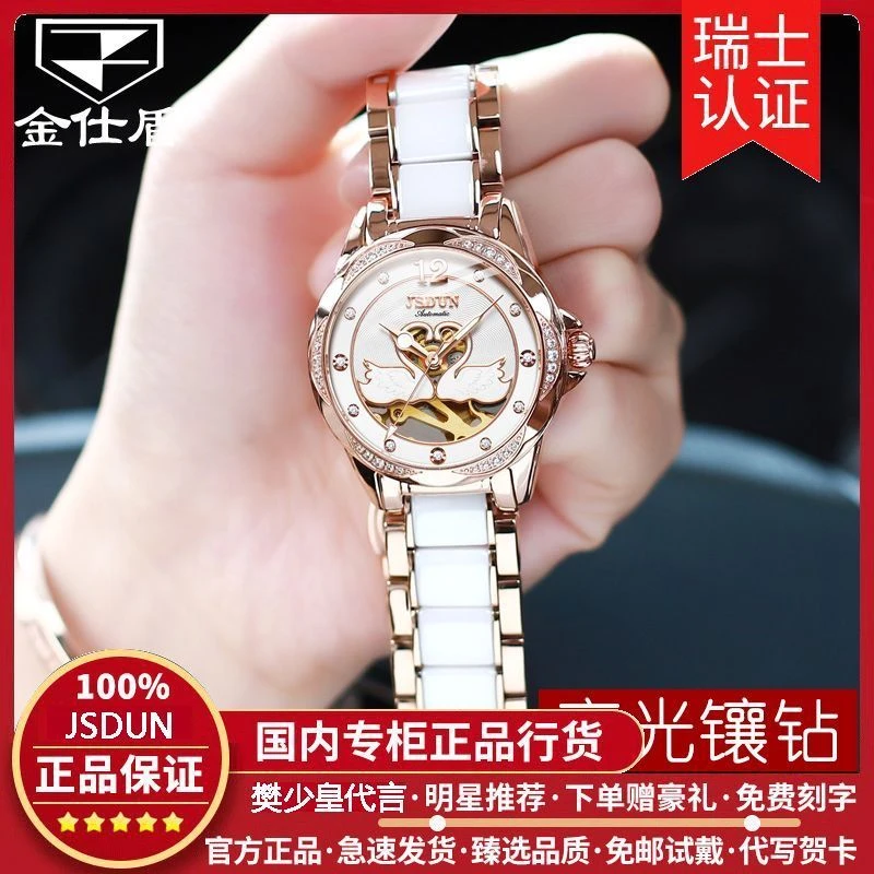 瑞士认证金仕盾新款手表女全自动机械表气质防水精致百搭高档女表