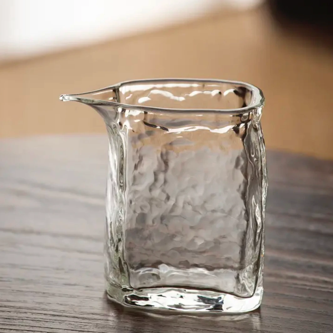 清心也 捶打纹公道杯 手工 家用 创意 茶道 分茶 玻璃