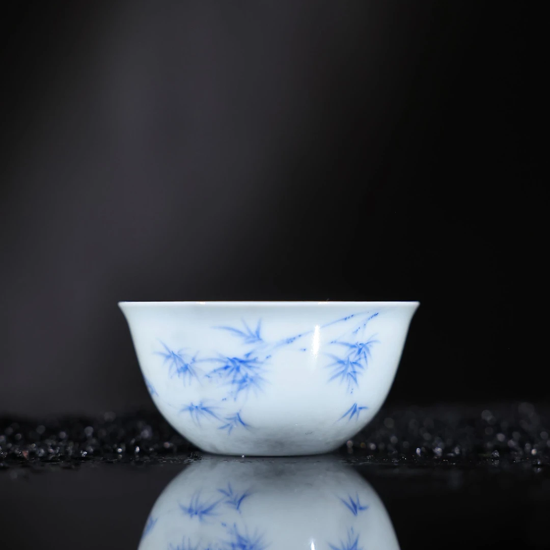 恒垣山房 五彩合家欢卧足品茗杯