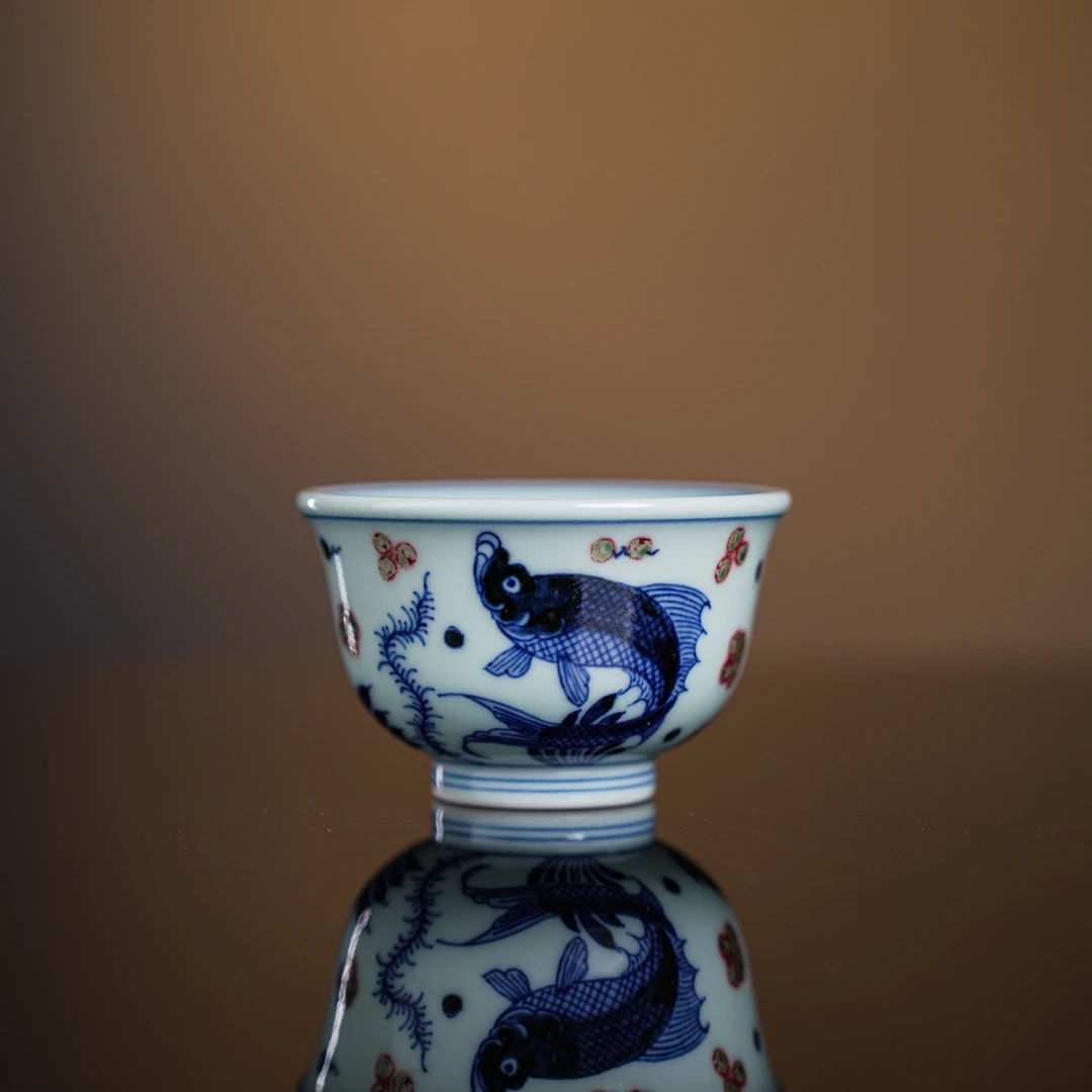 和然窑 新鱼藻mini小压手 青花釉里红