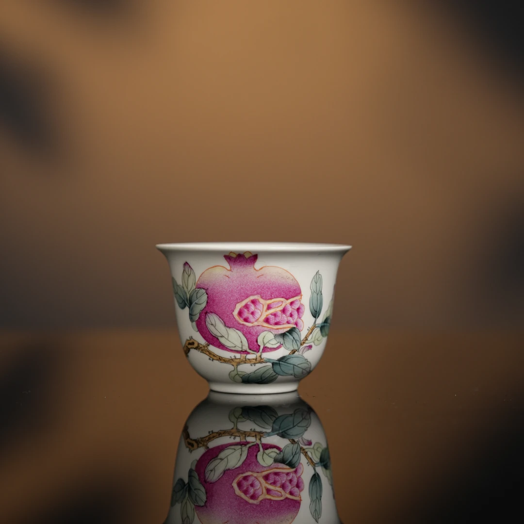 雅聖 三多石榴小杯 纯手工手绘 景德镇窑口精品陶瓷高端茶器