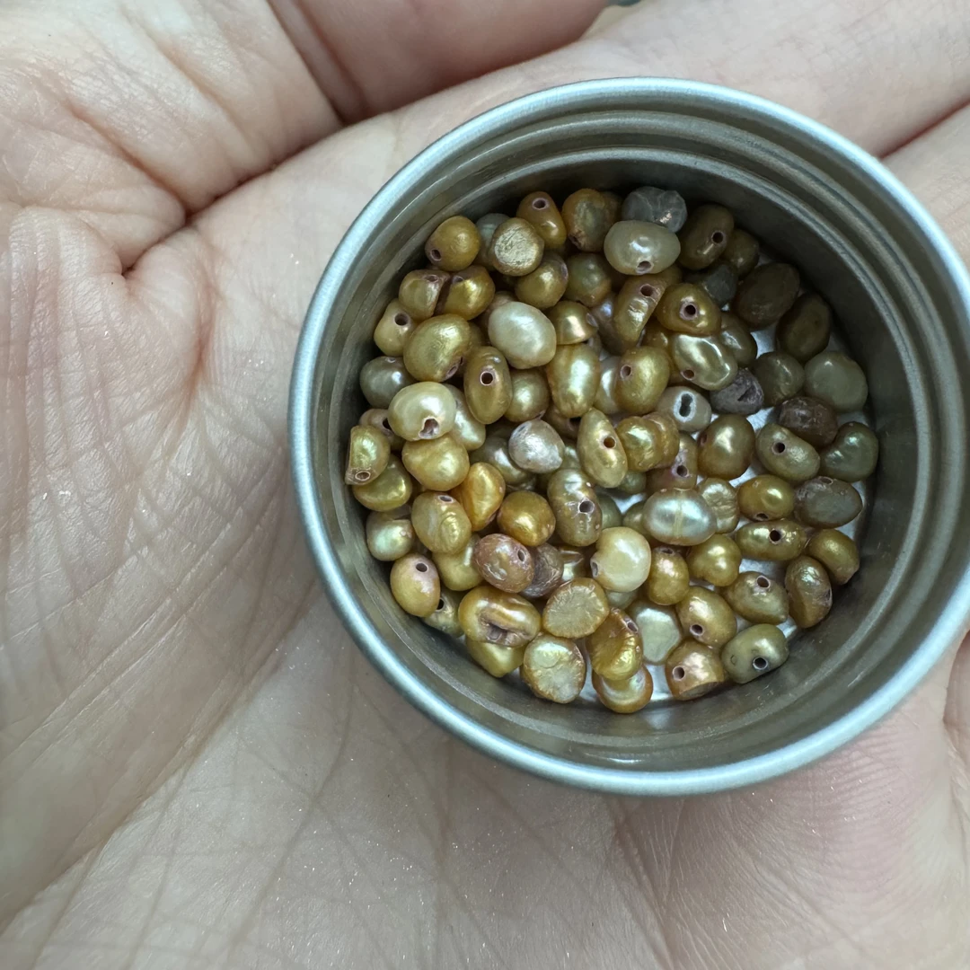 店铺满50包邮 黄色小号巴洛克珍珠贝壳美甲饰品