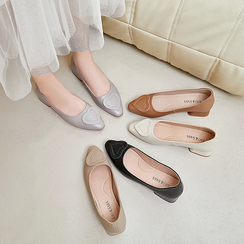 头层牛皮高品质时尚小单鞋软底浅口尖头平跟尖头平底鞋22Q015