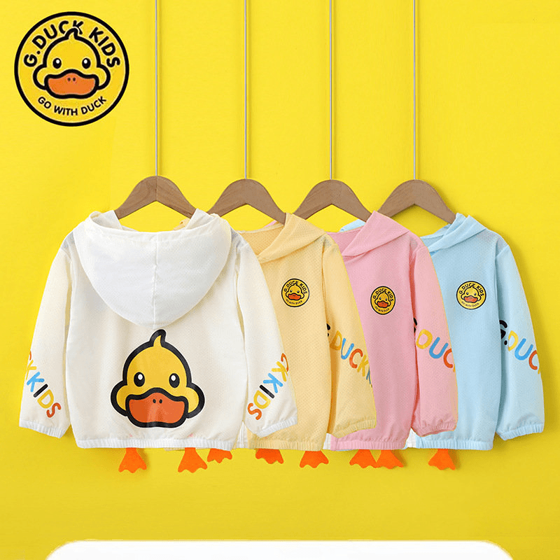 2024新款小黄鸭儿童防晒衣夏季户外轻薄防晒服男女童连帽透气外套