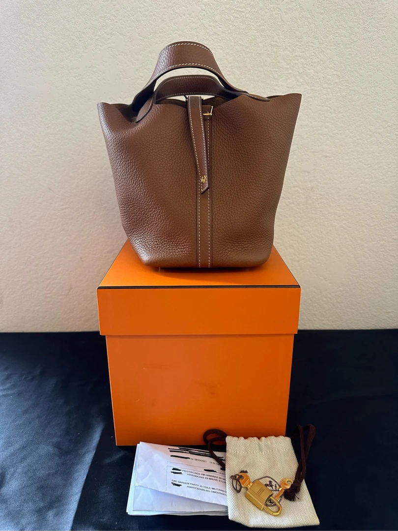 全新未使用 Hermes/爱马仕 菜篮子18 全新全套 Z刻/7276／青柠
