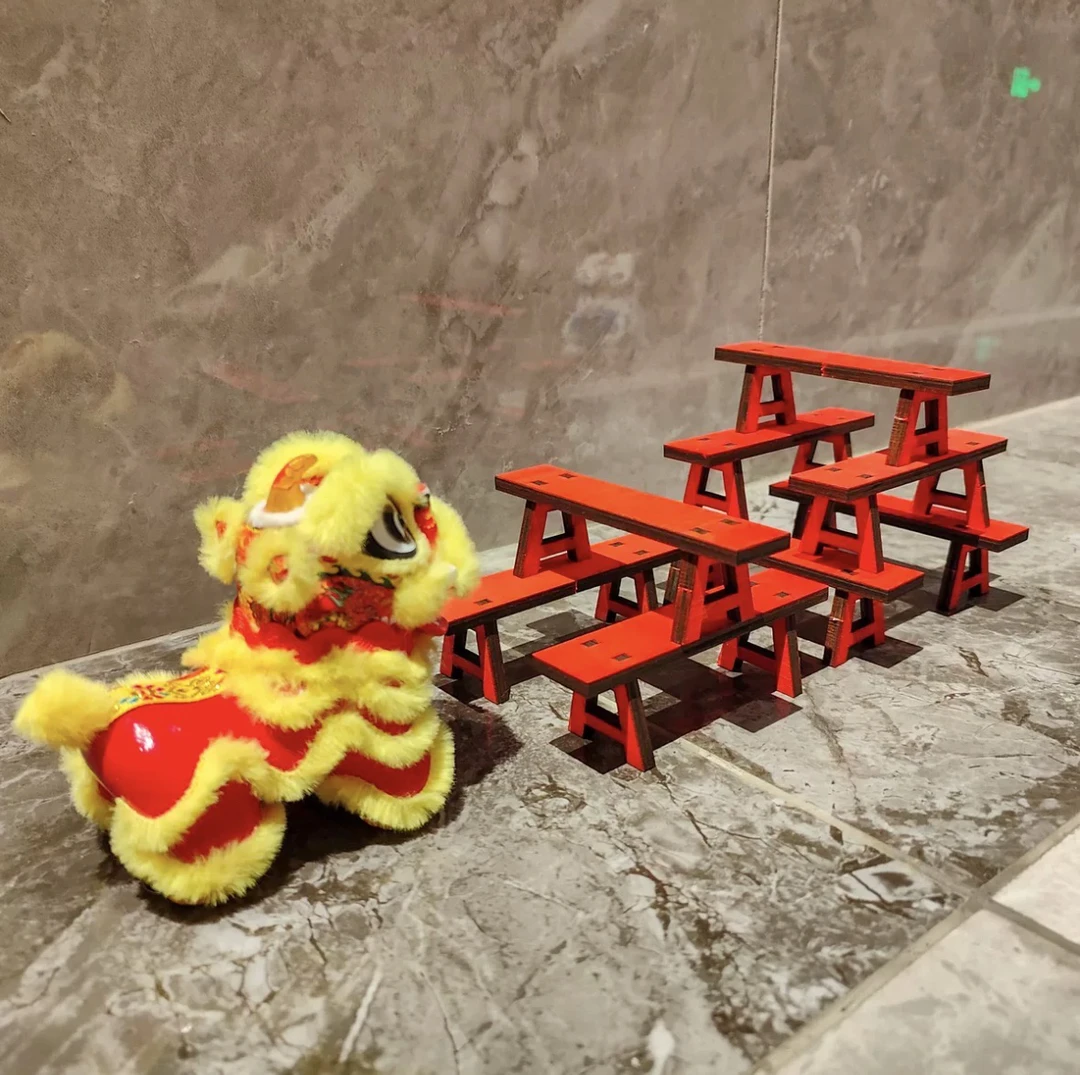 迷你醒狮道具八仙凳舞狮车载家居国潮国粹招财小摆件收礼收藏非遗