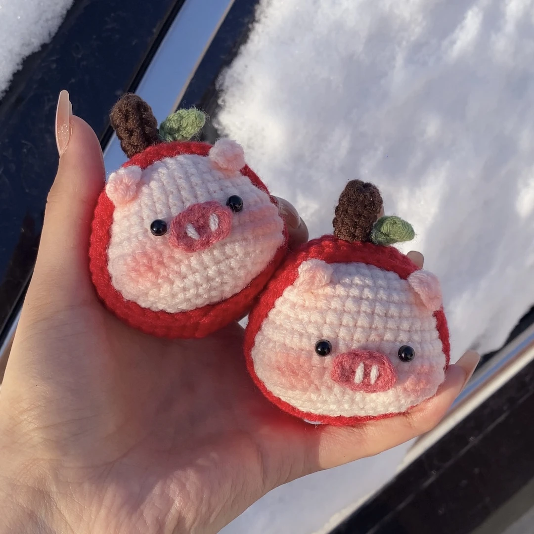 诸事平安苹果猪猪定制制作挂件手工编织材料包