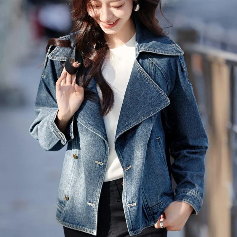 2025春秋季新款韩版宽松休闲时尚百搭上衣牛仔外套女短款机车夹克