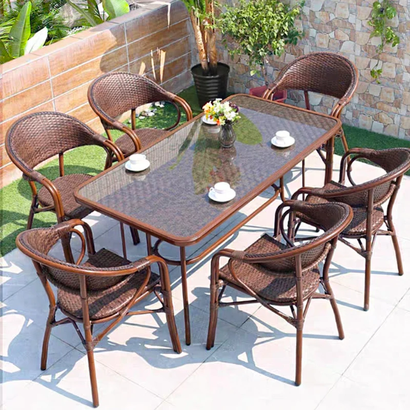 户外休闲桌椅庭院编藤藤椅五件套别墅花园桌椅露天阳台桌椅