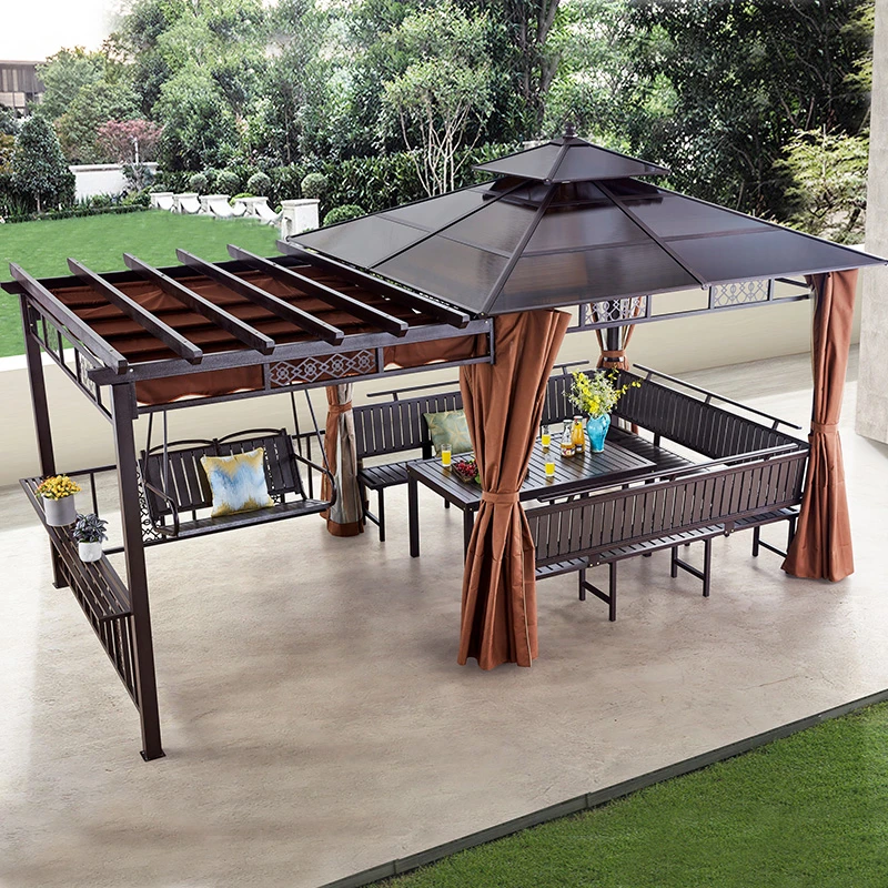 凉亭户外庭院葡萄架别墅休闲铝合金防腐木农村院子室外露台花园亭