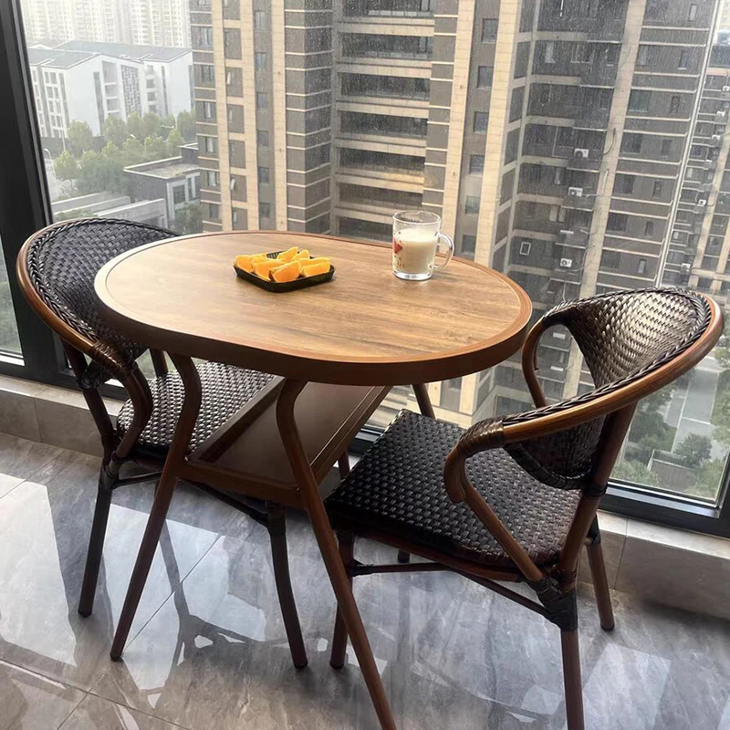 家用小桌椅休闲藤椅三件套组合小户型看书一桌两椅茶桌椅简约