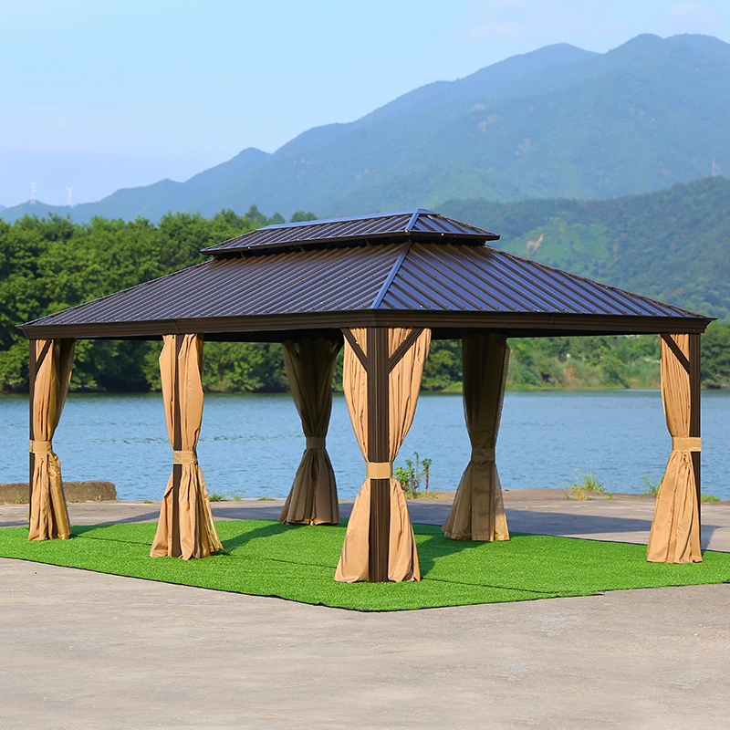 户外休闲凉亭遮阳棚铝合金罗马蓬雨棚花园别墅庭院烧烤帐篷镀锌顶