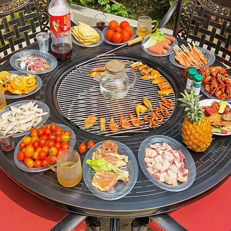 户外烧烤桌椅庭院铝合金室外电烤碳烤涮火锅桌花园露台餐桌