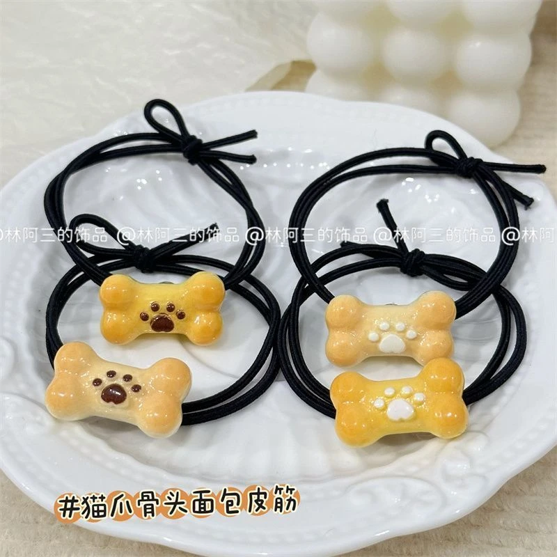 新~可爱猫爪骨头皮筋森女弹力发绳学生闺蜜清新百搭耐用发饰皮套