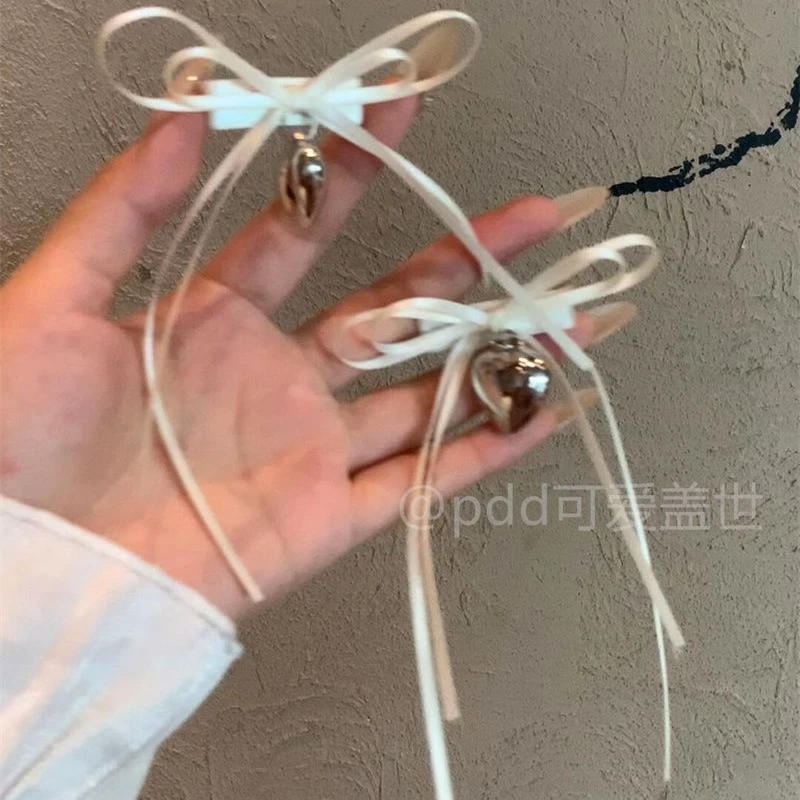 ins风超美绸面蝴蝶结飘带爱心吊坠发夹芭蕾少女刘海侧边夹碎发夹