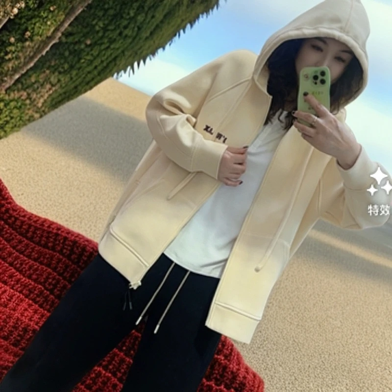 水淼2025春季新款0089-时尚休闲 针织帽外套