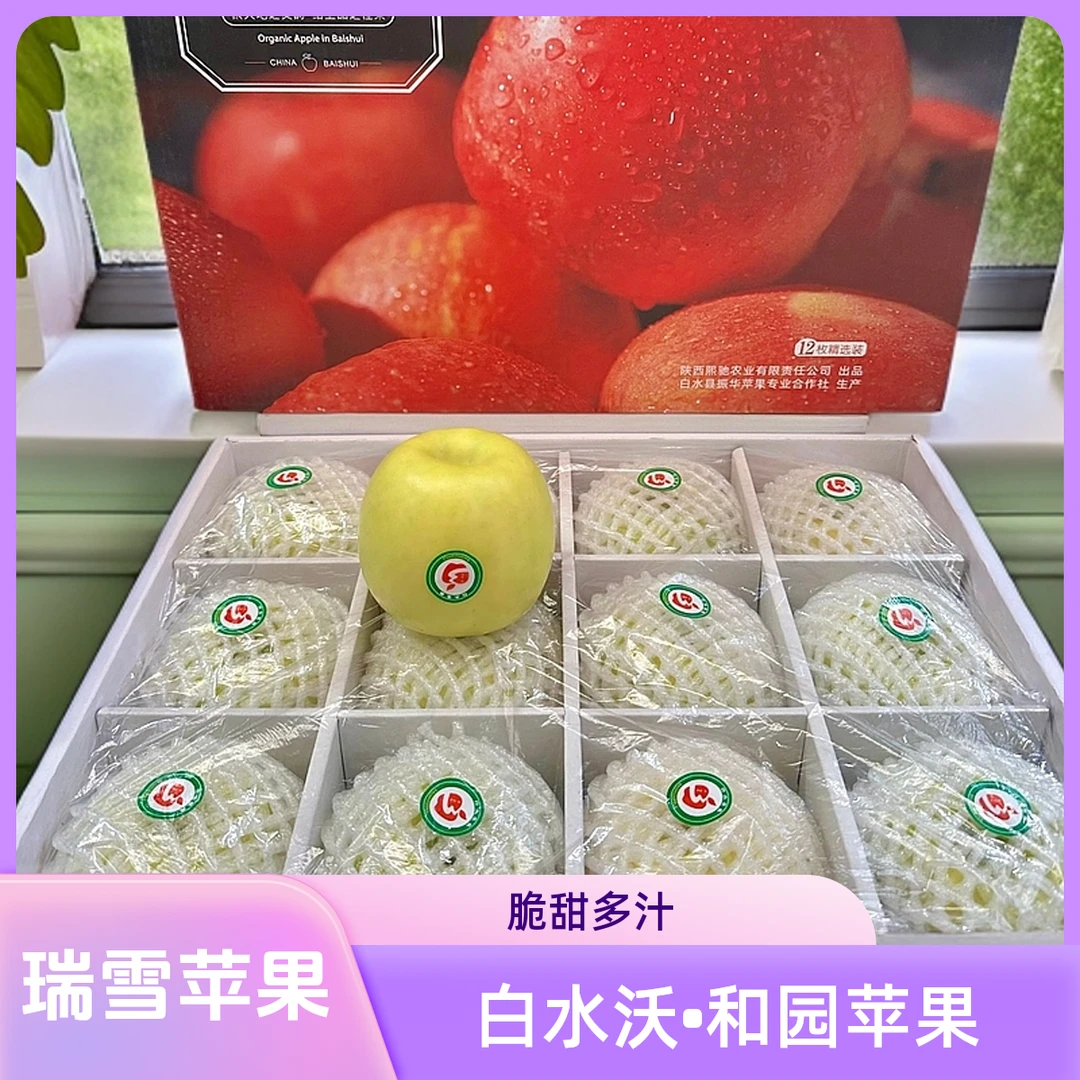 沃•和园白水苹果沃和园瑞雪12枚75精品果礼盒装
