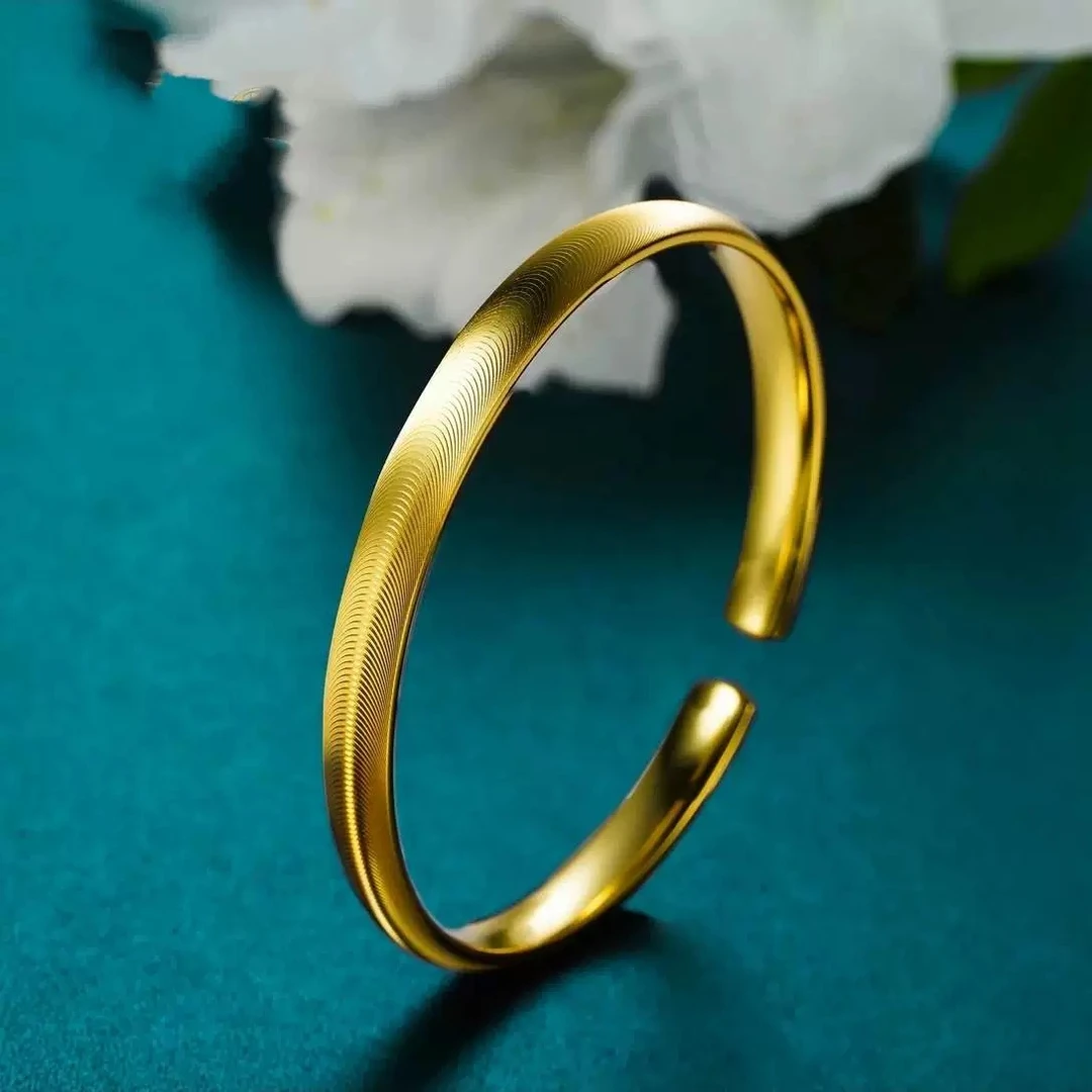 足银手镯 金包了银猫眼光面拉丝开口手镯【GSB032】