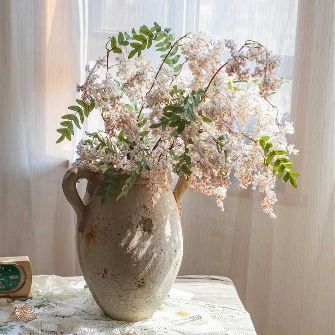 槐蕊仿真花复古红节日婚庆花艺橱窗装饰插花客厅餐桌摆设假花