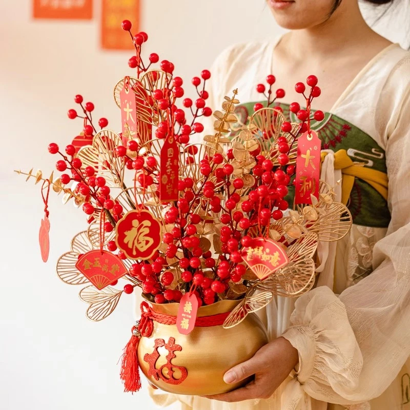 乔迁之喜新居福桶装饰摆件新年宵花发财果抱抱桶结婚搬家开业